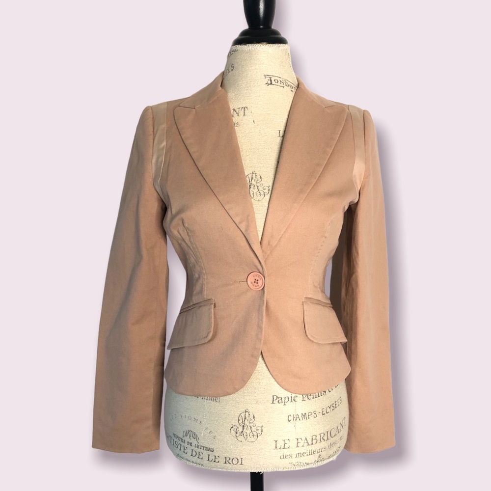 Y2K Bebe Khaki Cropped One Button Blazer Small